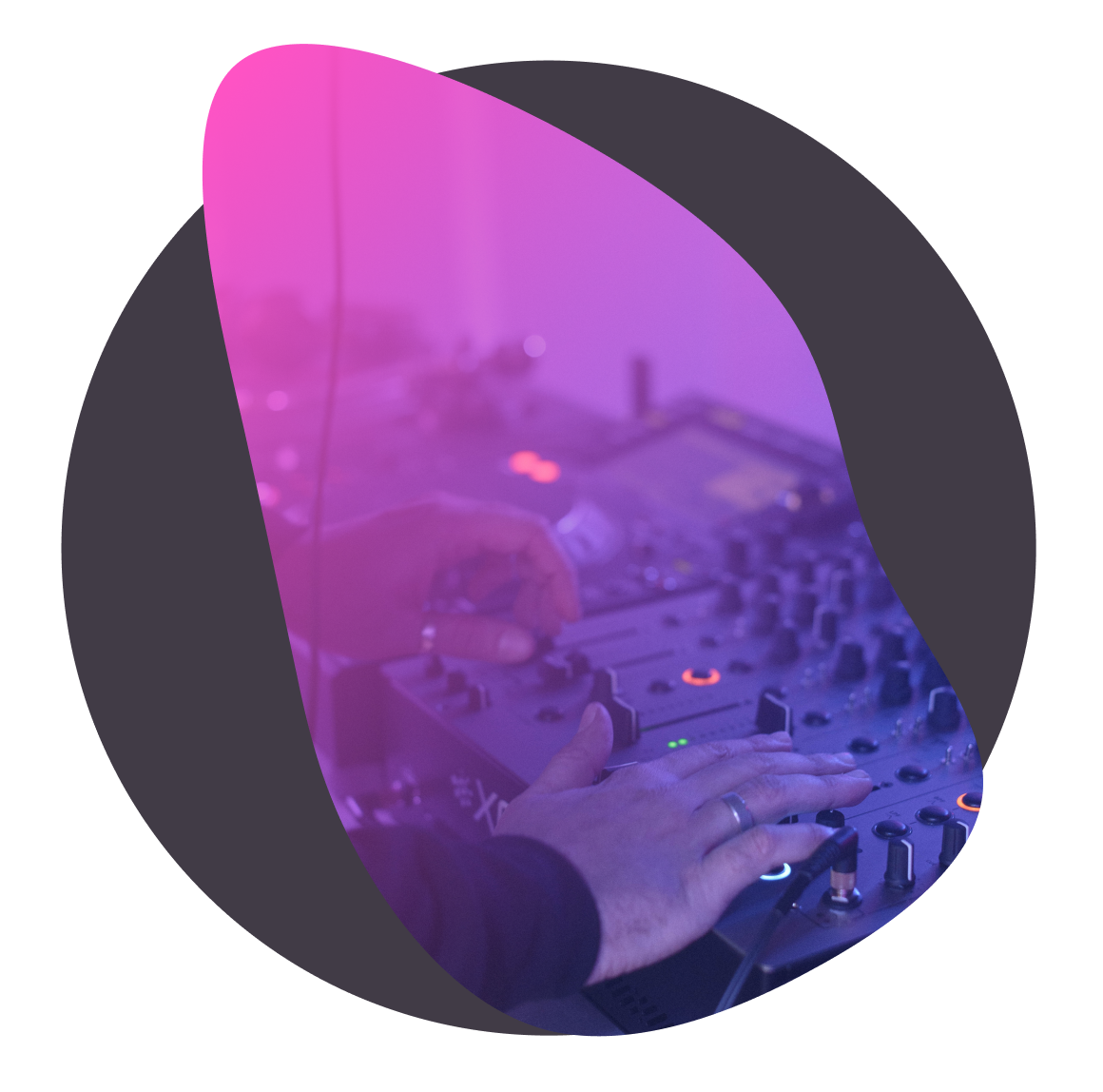 energetic young male dancing in pink illumination